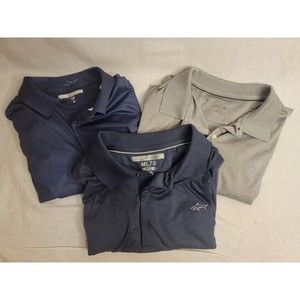 Greg Norman Men's Golf Polo Shirt Size XL PlayDry Lot of 3 Grey/Blue
